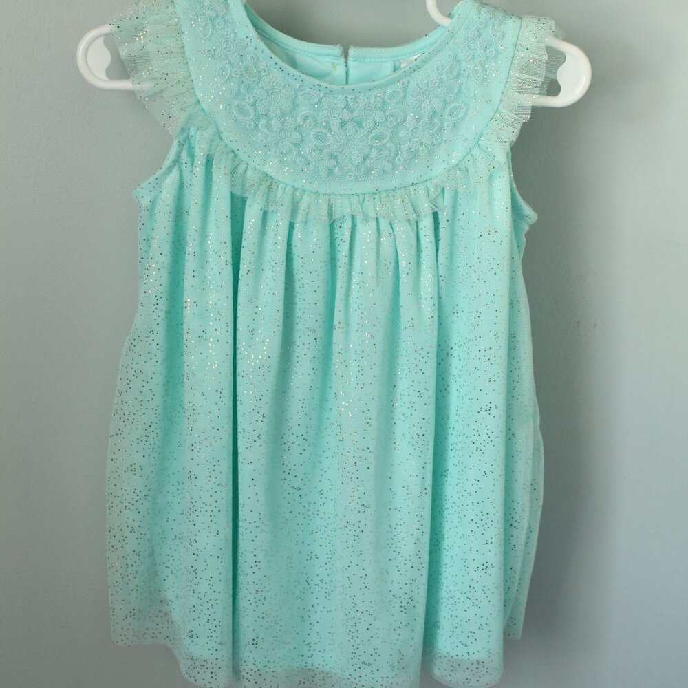 George Size 12-18M Aqua Dress Gold Foil Dots